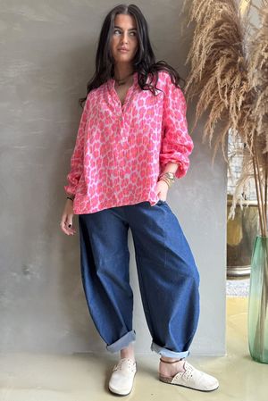 Zanzibar Pillow Cotton Hugh Shirt Rose & Hot Pink